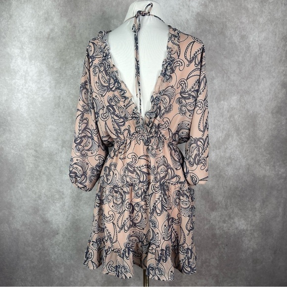 VICI Double V-Neck Long Sleeve Floral Print Mini Ruffle Dress Size Small - Picture 6 of 9